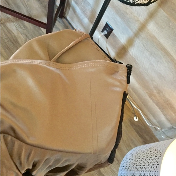 XOXO Bronze Pleated Lace Trim Dress - Picture 4 of 4